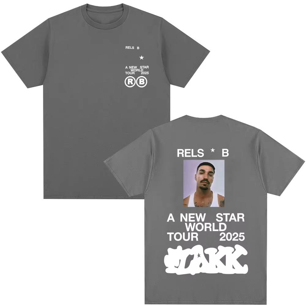 Rapper Rels B Album Poster Graphic T Shirts Men Women Clothing Hip Hop Fashion T-shirts High Quality Cotton Short Sleeve Tees