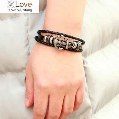 Trendy Mehrschichtige Geflochtene Lederarmbänder Anker Wikinger Herrenarmband Schmuck Mode Vintage Punk Accessoire Party Geschenke