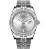 Men's Waterproof Automatic Watch Japanese Mechanical Movement Business Style Night Glow Silver