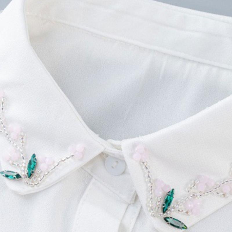 Eleganter Perlen-Falscher Kragen Bequemes Chiffon-Gewebe Abnehmbarer Kragen für Damen Mode Formeller Anlass und Tägliches Tragen