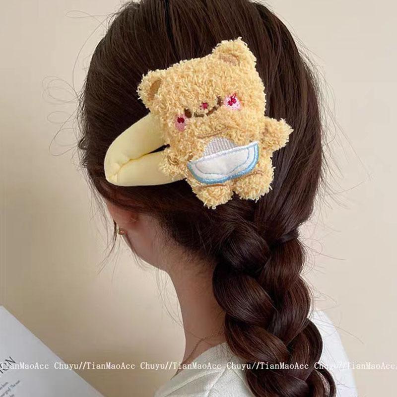 Adorable Cartoon Bear Plush Hairpin - Perfect for Side Bangs & All-Match Styling