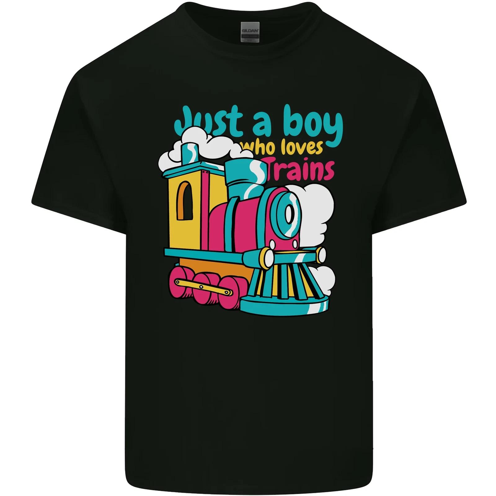 Just a Boy Who Loves Trains Spotter Engine Kids T-Shirt Childrens 4XL