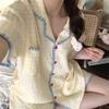 Yellow Plaid Ins Style Pajamas Women's Summer Lace Short-sleeved Shorts Set Women's Casual Lazy Style Loungewear