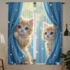 2pcs Adorable Ginger Cat Print Curtains – Easy-Hang   Machine-Washable with Rod Pocket for Living Room & Bedroom