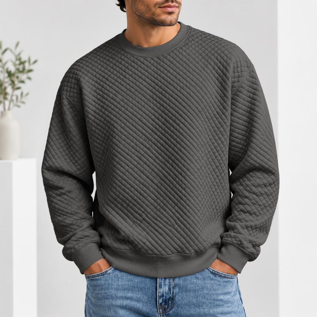 Herren Rundhals Pullover Sweatshirt Lässiges Langarm Oberteil für Herbst und Winter