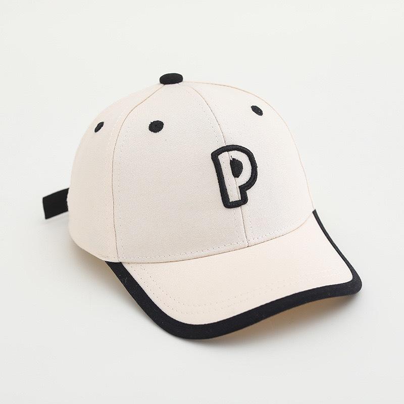 Cappellino da Baseball per Bambini 52 cm 2-6 Anni Ricamo Lettera P Cappellino da Sole per Bambini Toddler Estivo Outdoor Asciugatura Rapida Coda di Cavallo Regolabile