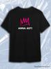 TeeSensation Black Crew Neck Short Sleeve T-Shirt with Pink Crown Logo and White ANNA ASTI Text