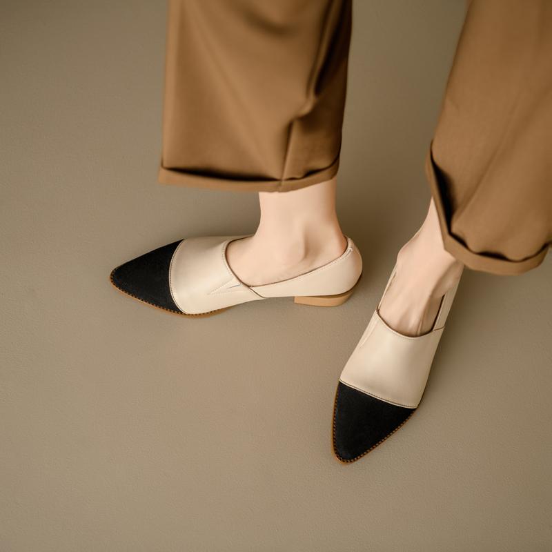 Fashion 2025 New Classic Women Pumps Spring Autumn Office Ladies Casual Mid Heels Comfortable Genuine Leather High-heeled Shoes Woman