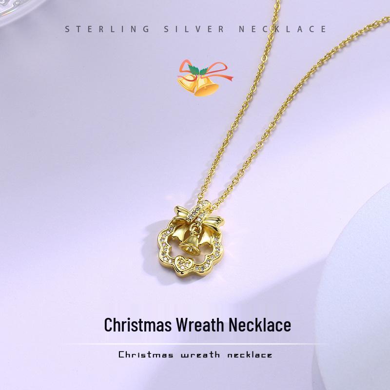 

Minsheng Christmas Bell Necklace with Wreath Bow Sweater Chain - Trendy Best Friend Jewelry
