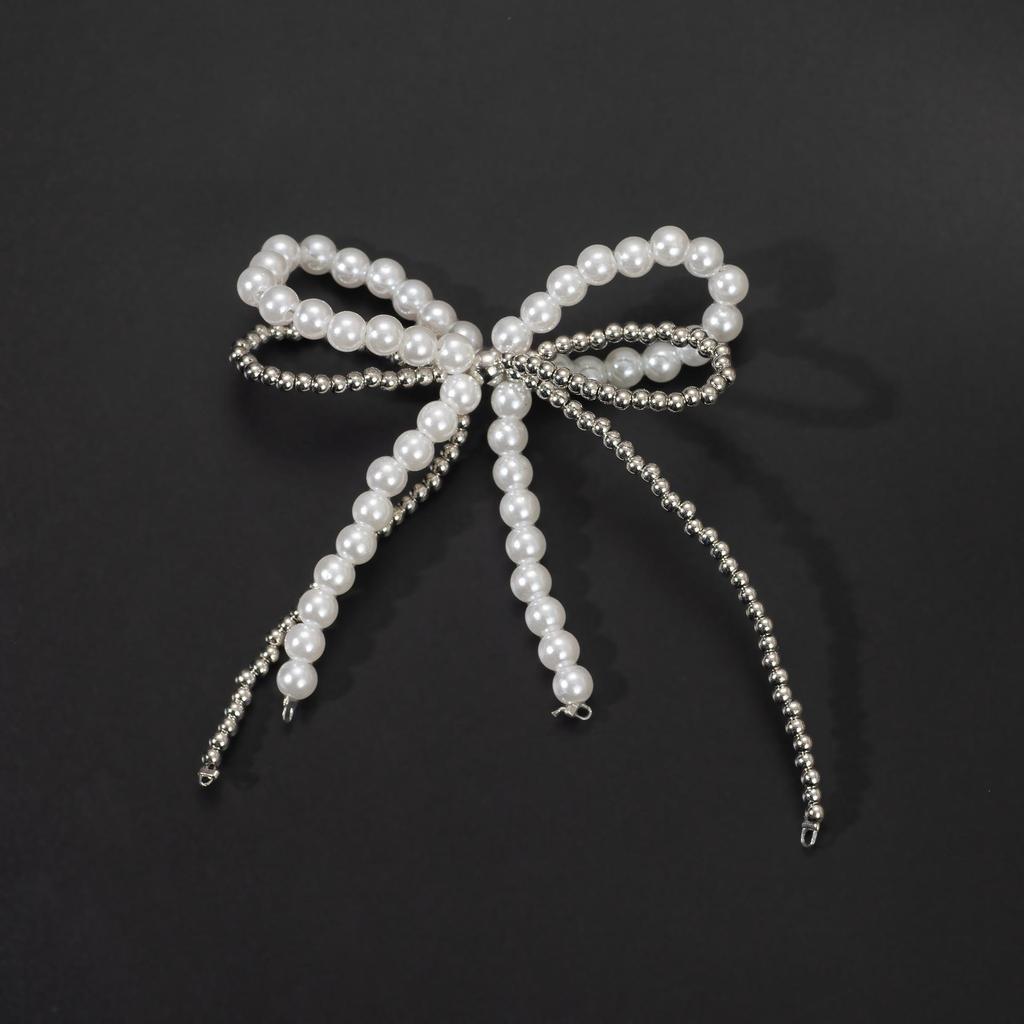 Handcrafted Beaded Bow Pearl Hair Clip & DIY Accessory