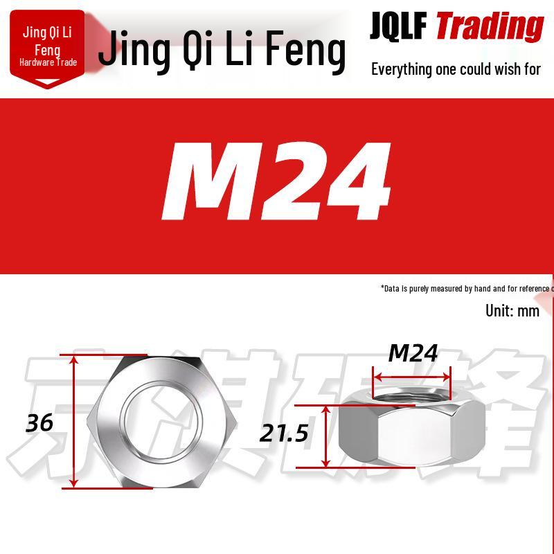 201 Stainless Steel Hex Nut: M3–M56 Fine Thread Thickened Nut