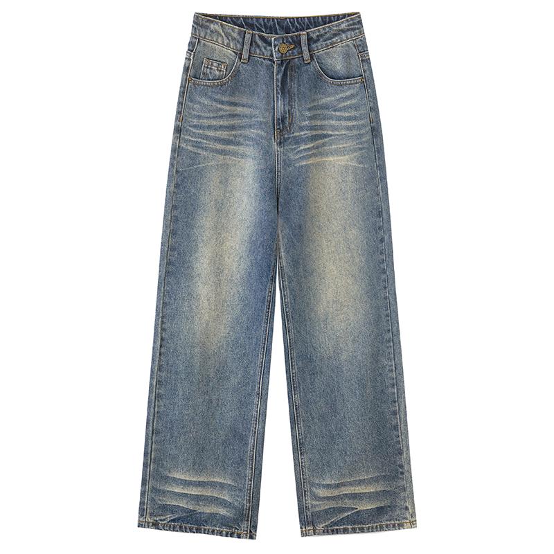 

Women s High-Waisted Wide-Leg Retro Jeans - Spring 2025 Collection: Washed, Loose-Fit, Slimming Drapey Style XS