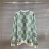 LV 25 Unisex Plaid Checkerboard Jacquard Sweater - Color Block, Round Neck, OS Fit