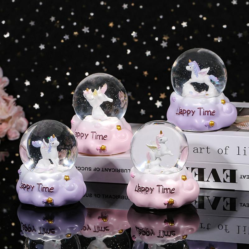 Go Pink Merry Round Crystal Ball Glow Cartoon Night Light Button Cell Electric
