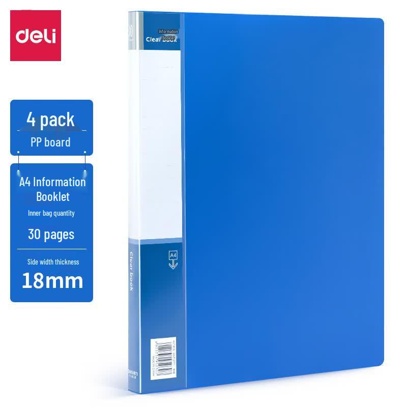 Deli A4 30-Page Document Folder, 4-Pack