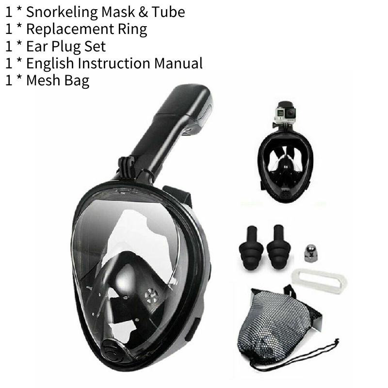 Snorkel Helmaskesett Dykking Scuba Briller Svømming Barn Voksne Tåke Anti