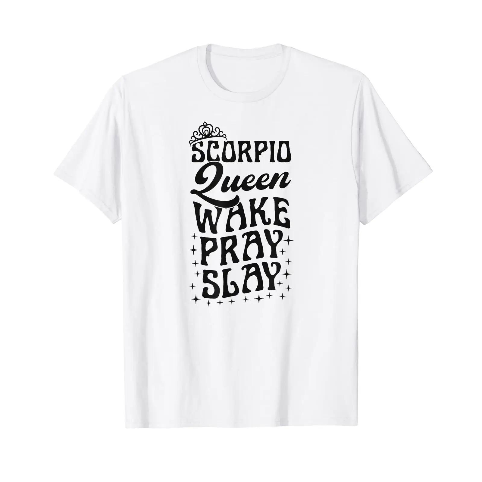

Skorpion Queen Wake Pray Slay Christian Scorpio Schild T Shirt vintage Washed Top For Everyday Wear Versatile designer clothes 5XL різнокольоровий
