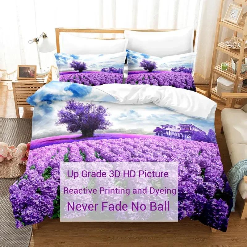 Comforter Purple Bedding Set Polyester 3D Comforter Lavender Butterfly Double Full King Queen Twin Single