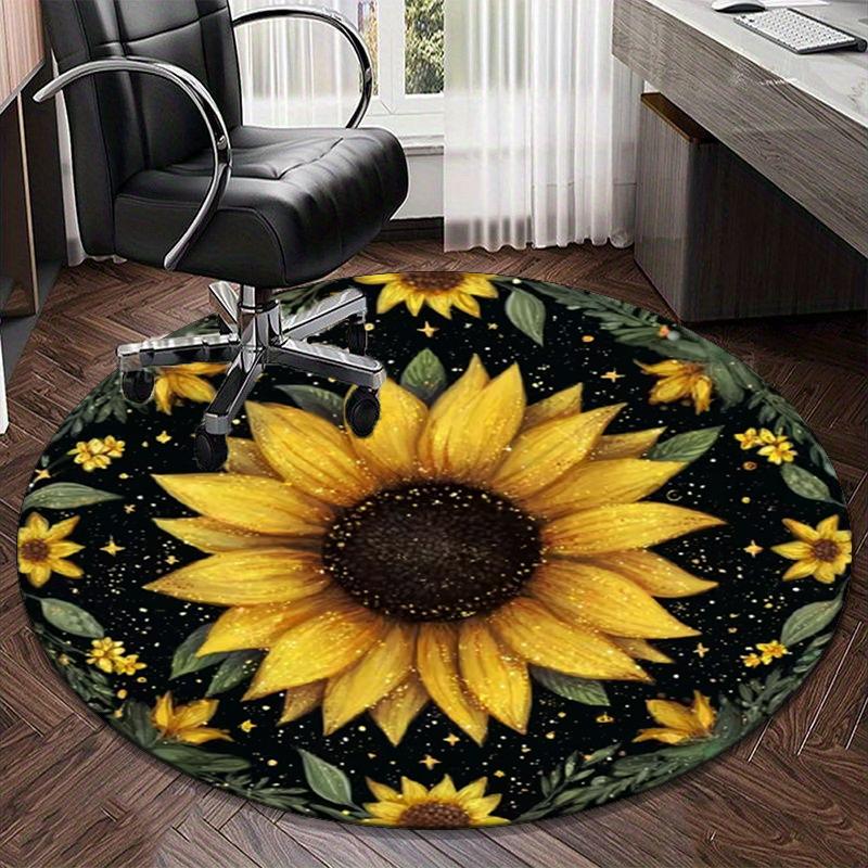 Sunflower Kaleidoscope Pattern round carpet Chair cushion Round Entryway Rug, Soft Round Rugs for Living Room, Bedroom, Circle Carpet decor gifts