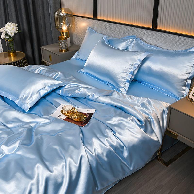 Bedding Set Solid Color Luxury Bedding Kit Rayon Satin Duvet Cover Set Twin Queen King Size Bed Set 4pcs Home Textile