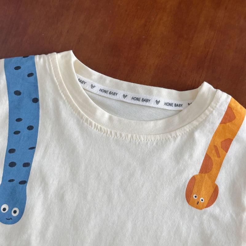 Baby Summer Children's Clothing Boys and Girls Full Cotton Short Sleeve T-shirt+Thin Pants Cartoon Mosquito Pants Two Piece Set