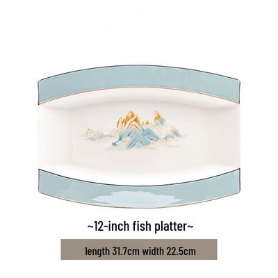 Wuhe Imperial Scenery Overglaze Ceramic Fish Plate