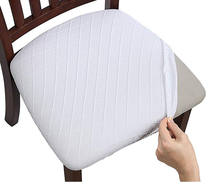 

Водонепроницаемые тканевые чехлы для обеденных стульев, кухонные эластичные чехлы для сидений, протектор скольжения белый