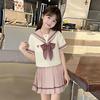 Girls' Summer Sailor Suit: Cute Navy Collar & Pleated Skirt Two-Piece JK Uniform