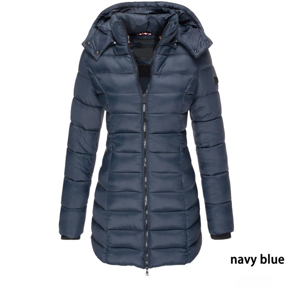 Women's Mid-Length Slim-Fit Winter Coat Warm Down-Filled Cotton Jacket