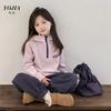 YOJIA Winter 2025 Girls' Cartoon Fleece-Lined Hoodie - Warm Sweatshirt for Little Girls