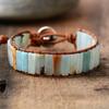 European and American natural stone bohemian cowhide rope handmade beaded woven winding bracelet bracelet