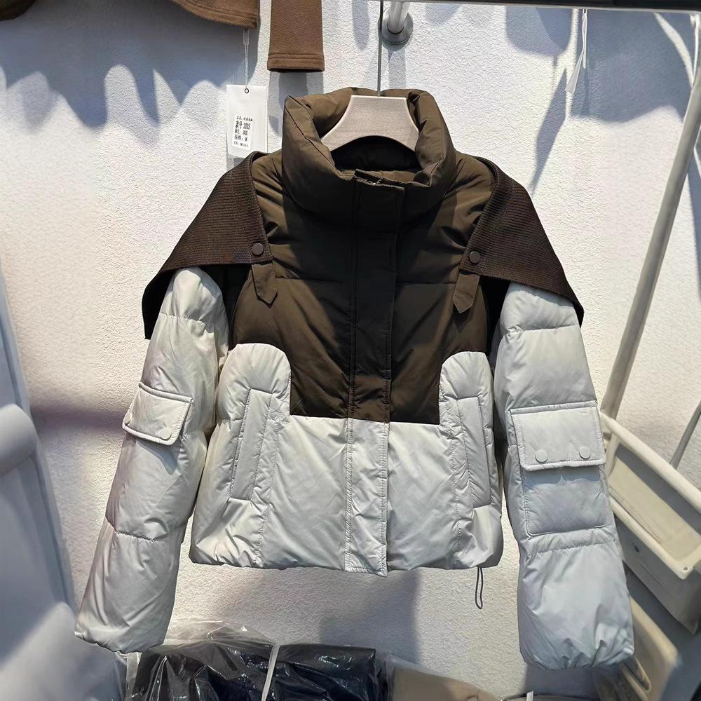 Winter New Style Women's Cotton-padded Coat, Fashionable Short Style Bread-padded Coat, Contrasting Color Personalized Cotton-padded Jacket