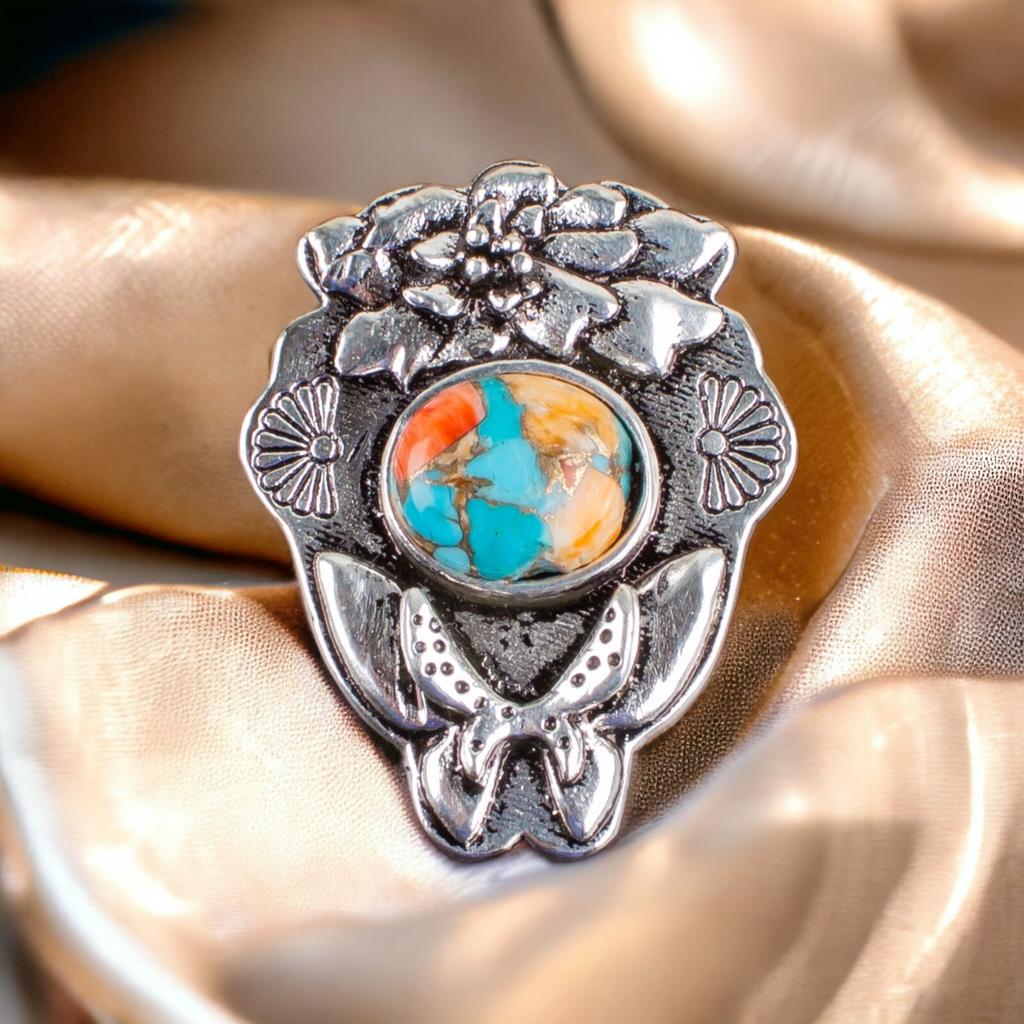 925 Solid Silver Semi Precious Gemstone Oxidised Designer Jewelry Pendant 1.37" CP-6