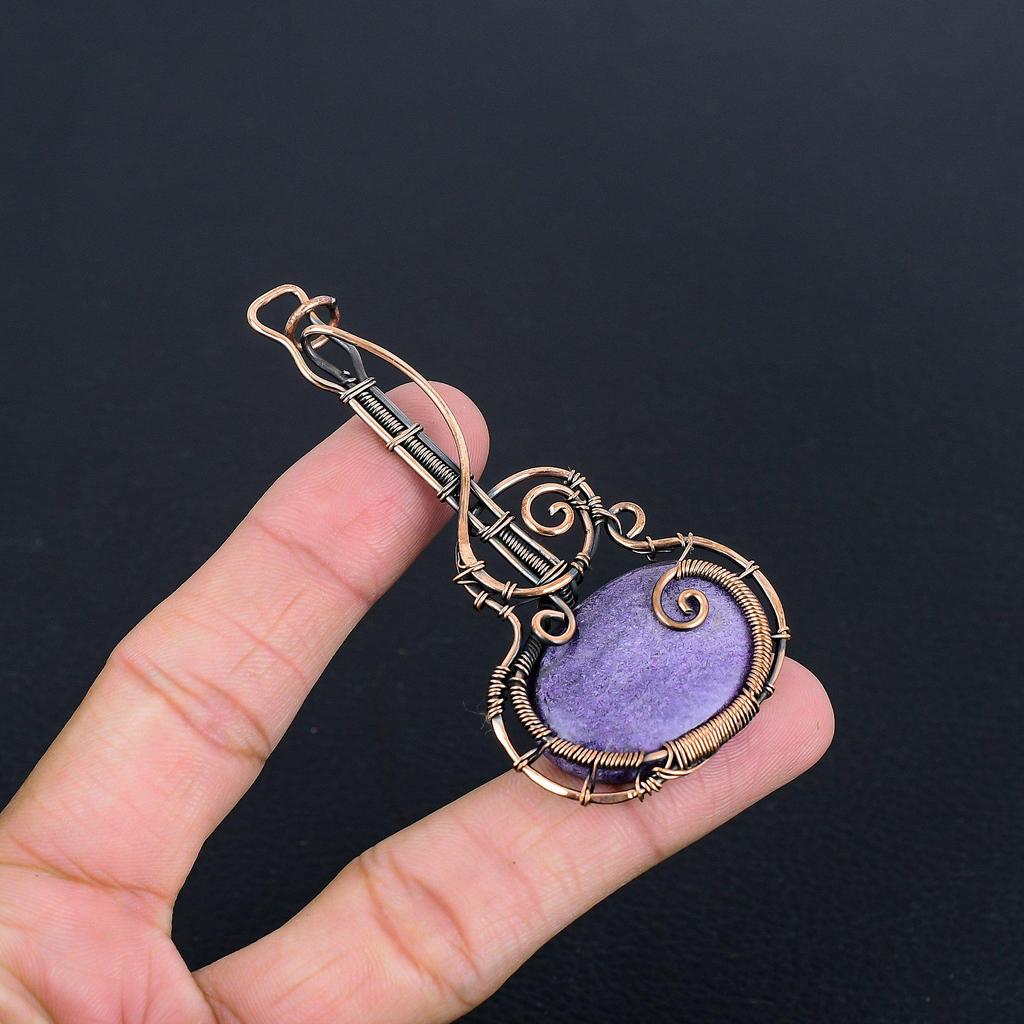 Purpurite Jewelry, 999 Copper Wire Wrapped Pendant Handmade Gemstone Jewelry, Gifts For Wife Brand New Pendant