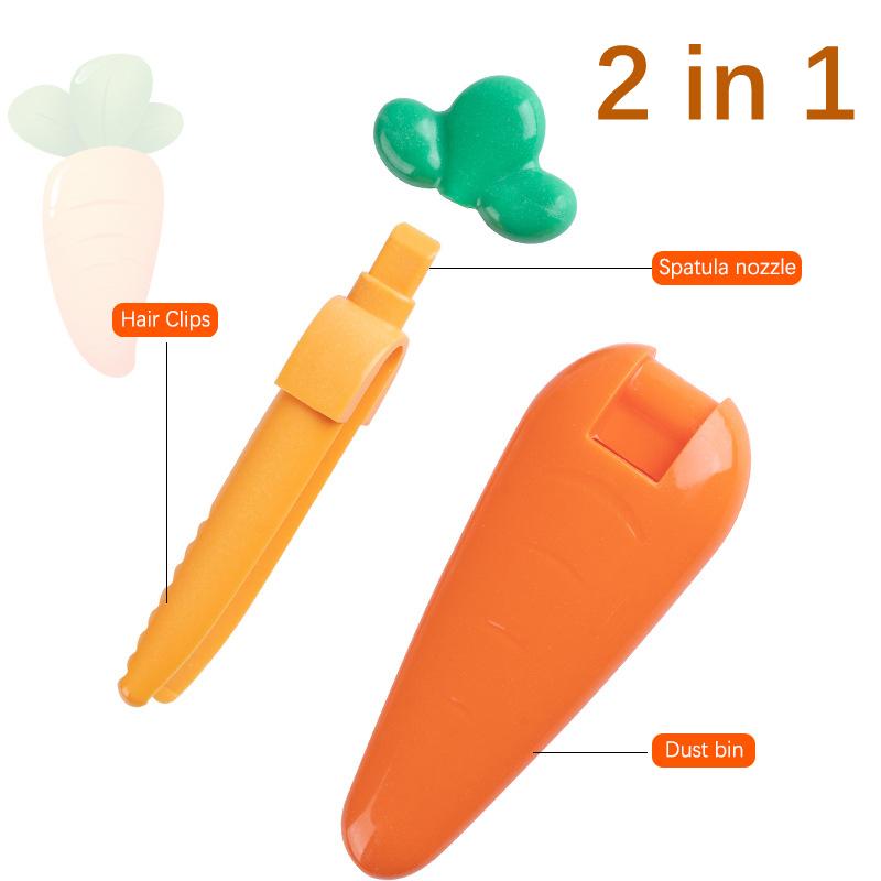 Niedliche Karottenform 2-in-1 Müllgreifer Staubfleckenentferner Schaufel Küchenspüle Reinigungsgeräte Badezimmer Haarfänger Clips