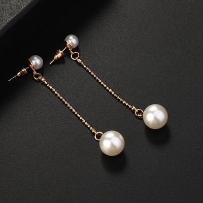Yousheng 1 Pair Hanging Earrings Long Tassel Faux Pearl Decor Beads High-end Luxury Bride Wedding Earring Ear Decorative Jewelry Lady Prom Banquet