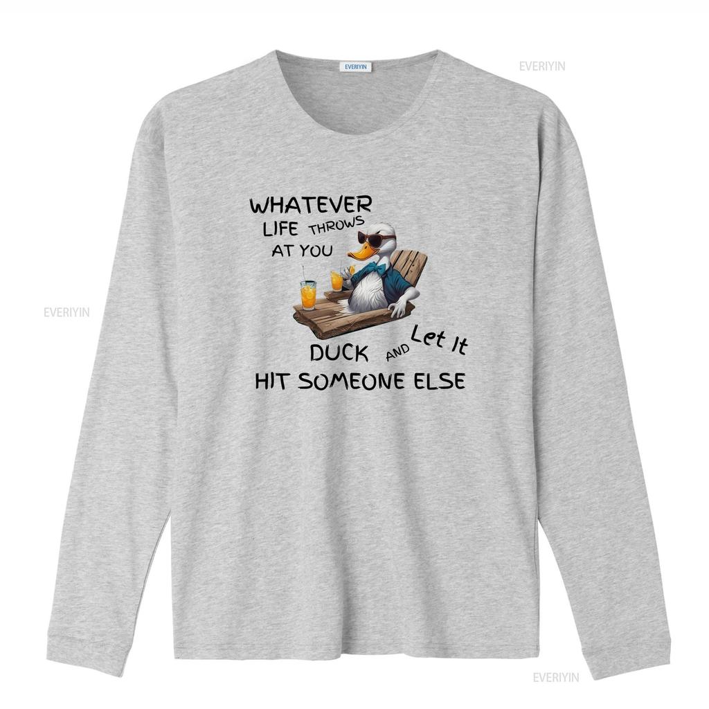 Motivational Funny Duck T Shirt Whatever Life Throws At You Let It And Hit Someone Else Inspirational Apparel For Kids vintage