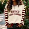 Women's Fashion Long Sleeve Christmas Print Neck Pullover Sweatshirt Top