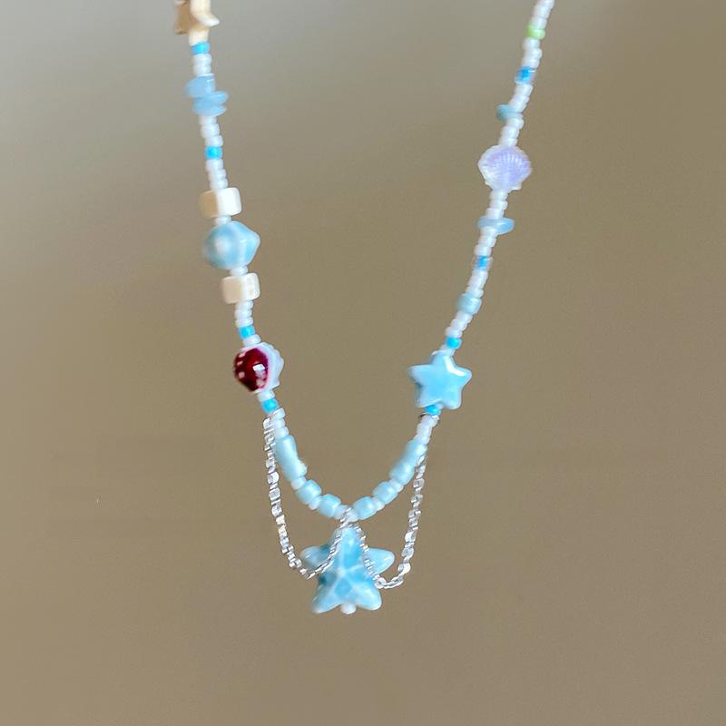 

Глазурованная бусина смола краб морская звезда бисерное ожерелье лето морское побережье отпуск ключичная цепочка модное универсальное изысканное ожерелье