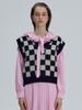 BEMUSE MANSION Kid-Mohair Checkerboard Vest - Black