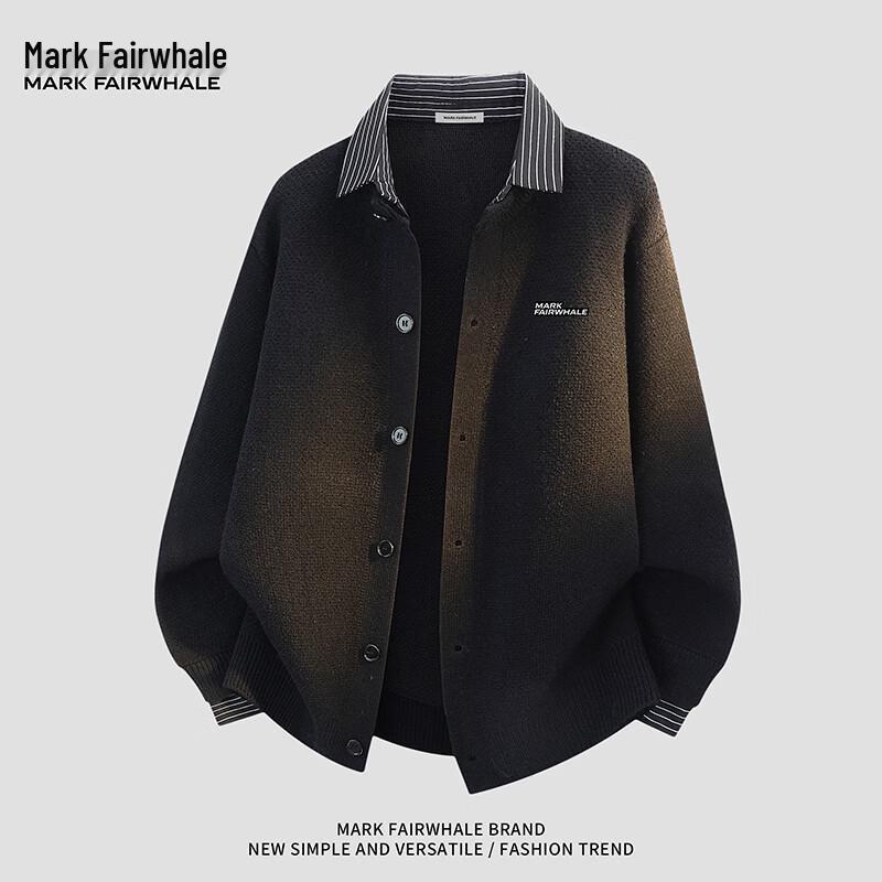 MARK FAIRWHALE Vintage Knit Cardigan with Shirt Collar