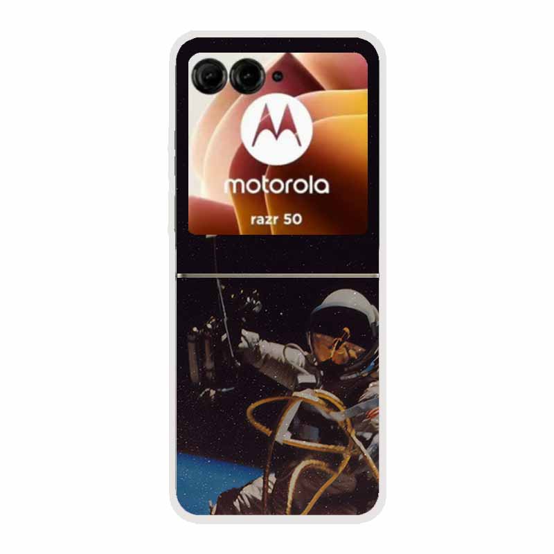 For Moto Razr 50 Case Clear Plastic Hard Painted Space Transparent Phone Covers for Motorola Razr 60 50 Coque Razr 2024 PC Cases