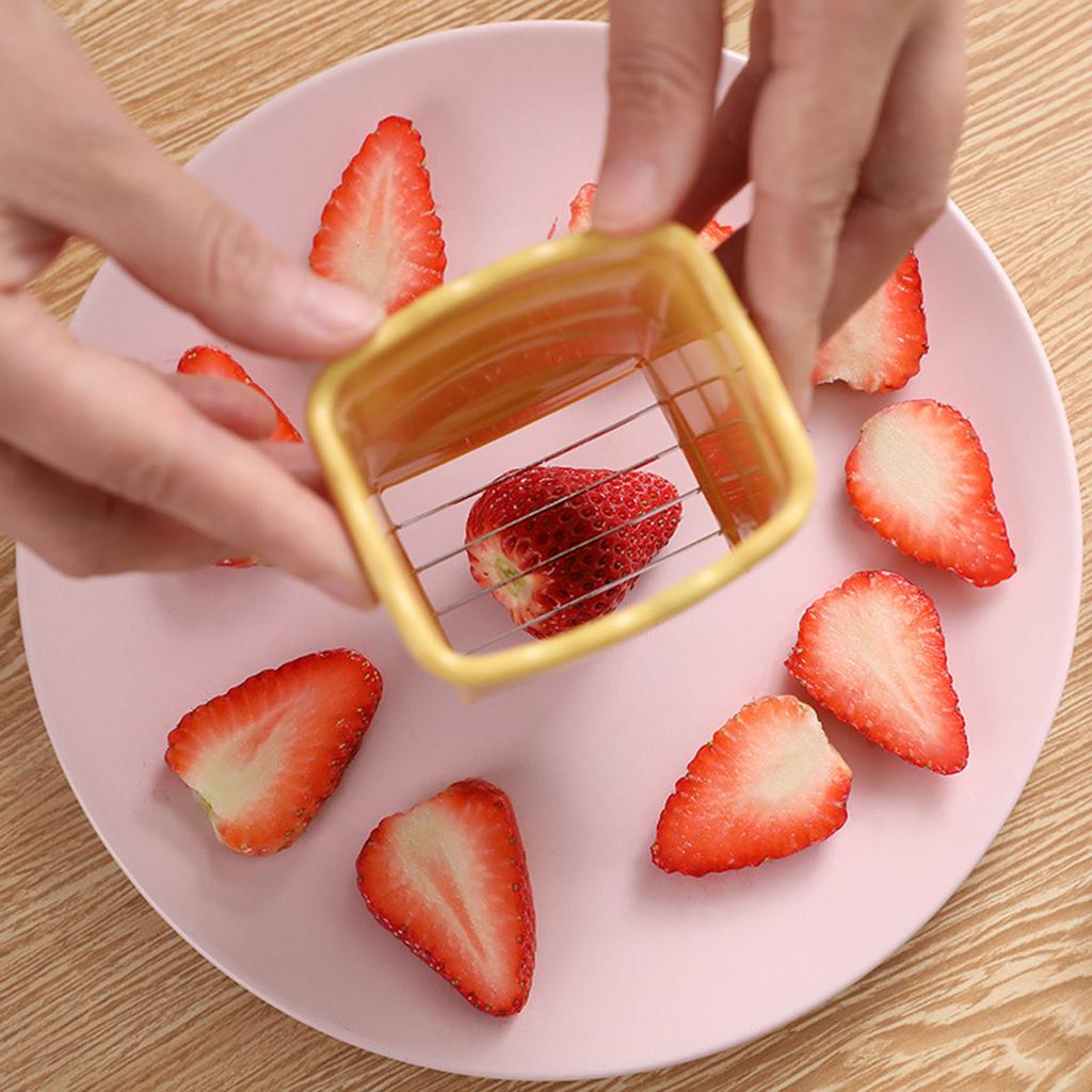 Affettatrice per frutta in acciaio inossidabile Accessori da cucina per taglierina per fragole dal design ergonomico multifunzionale antiruggine