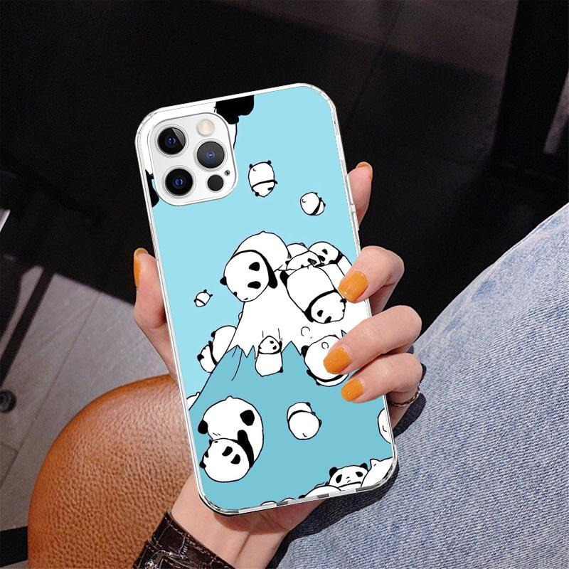 Cartoon Cute Panda Bear Phone Case For iPhone 17 Air 16 Pro Max 16E 15 + 14 Plus 11 12 13 Mini 7 8 SE Gift Print Cover Fundas 17