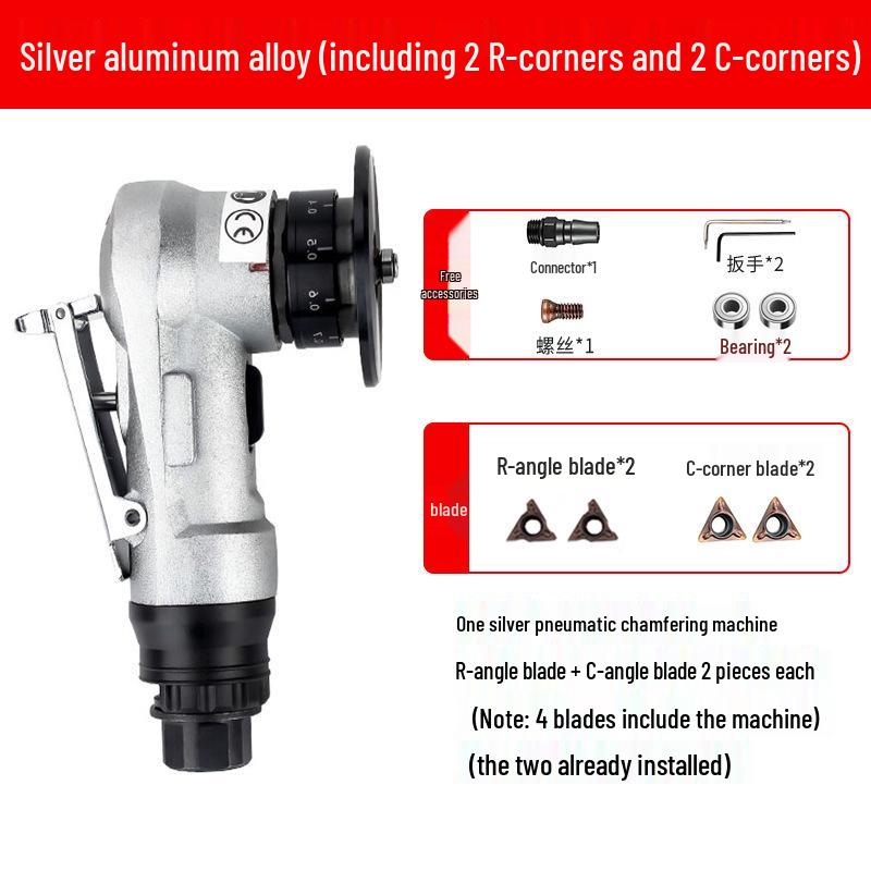 Handheld Mini Pneumatic Chamfering Machine: 45° C/R-Angle Deburring Tool for Woodworking and Metal