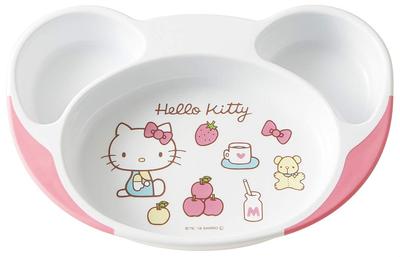 Skater Kinderteller, leicht zu löffeln, Baby-Mittagsteller, Hello Kitty, Sanrio Design der 1970er Jahre, 22,7 x 15,7 x 3,6 cm (WP7)