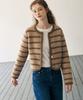 Deuloupisumeon Striped Fluffy Wool Knit Jacket [Black]