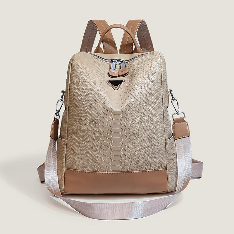 

Рюкзак из мягкой кожи, женский школьный рюкзак большой емкости, многоцелевой рюкзак из искусственной кожи для пригородных поездок хаки