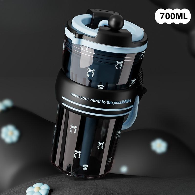 Sommer Niedlicher Cartoon Direktes Trinken Plastikwasserbecher, Tragbarer Student Strohbecher mit großem Fassungsvermögen zum doppelten Trinken