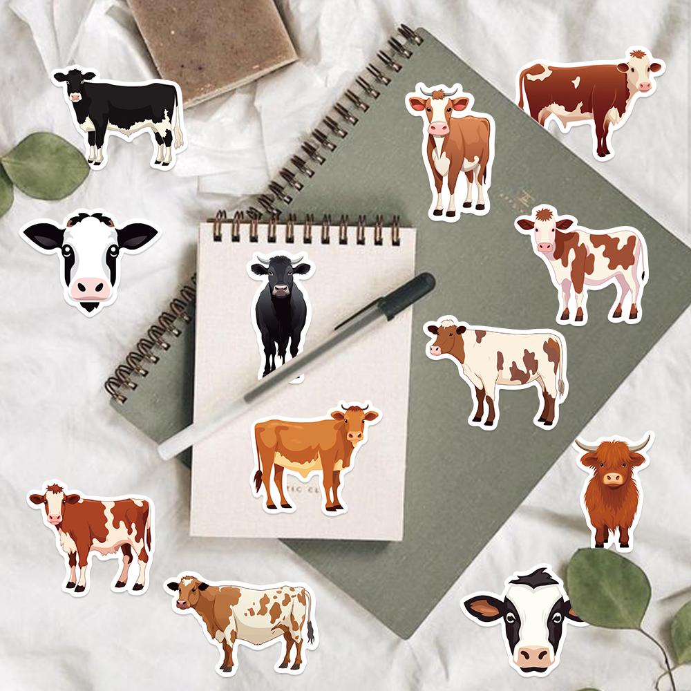 50Pcs Cute Cow Cartoon Stickers Animals Cattle Graffiti Kids Toy Skateboard Phone Laptop Luggage Sticker Decals